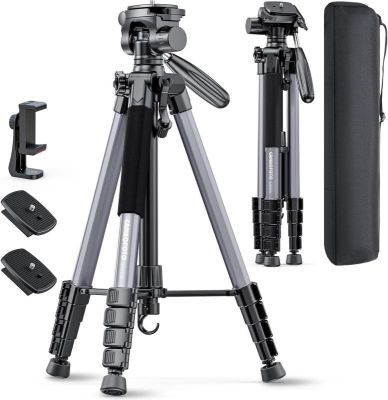 CAMBOFOTO 74? Aluminum Camera Tripod – Heavy?Duty Professional Tripod Stand for DSLR & Mirrorless Cameras, Smartphones & GoPro