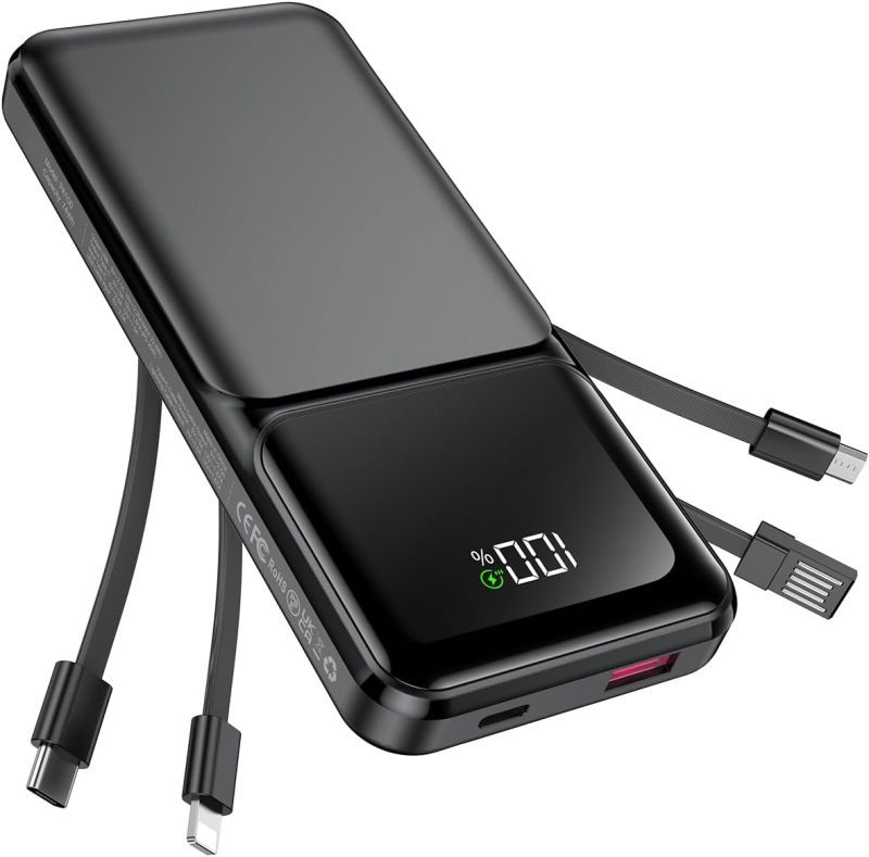 RONEGN Portable Charger with Built in Cable -20000mAh Fast Charging Power Bank
